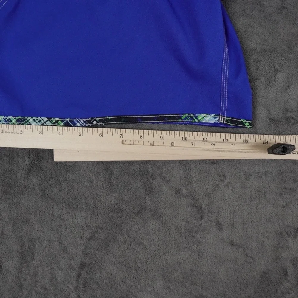 Nike Board Shorts Men 36 Blue Lace Up Grid‎ Trim Swim Trunks Unlined Beach Surf